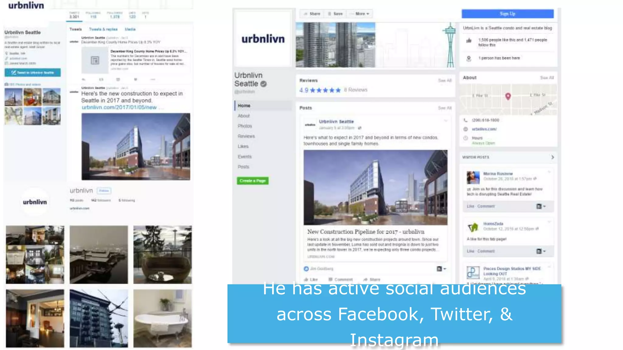 He has active social audiences
across Facebook, Twitter, &
Instagram
 