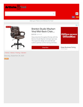 » Home
» Home / Family / Garden
Saturday, September 25, 2021
Add your News and Articles for free!
Keep Business Going
Office Depot
Brenton Studio Mayhart

Vinyl Mid-Back Chair,…
$79.99 $179.99
Stay productive throughout the day with this

Brenton Studio Mayhart mid-back task chair.

The ergonomic design and waterfall seat

cushion optimize comfort during extended…
Shop Now
55% OFF
 