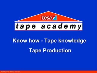 Know how - Tape knowledge Tape Production 