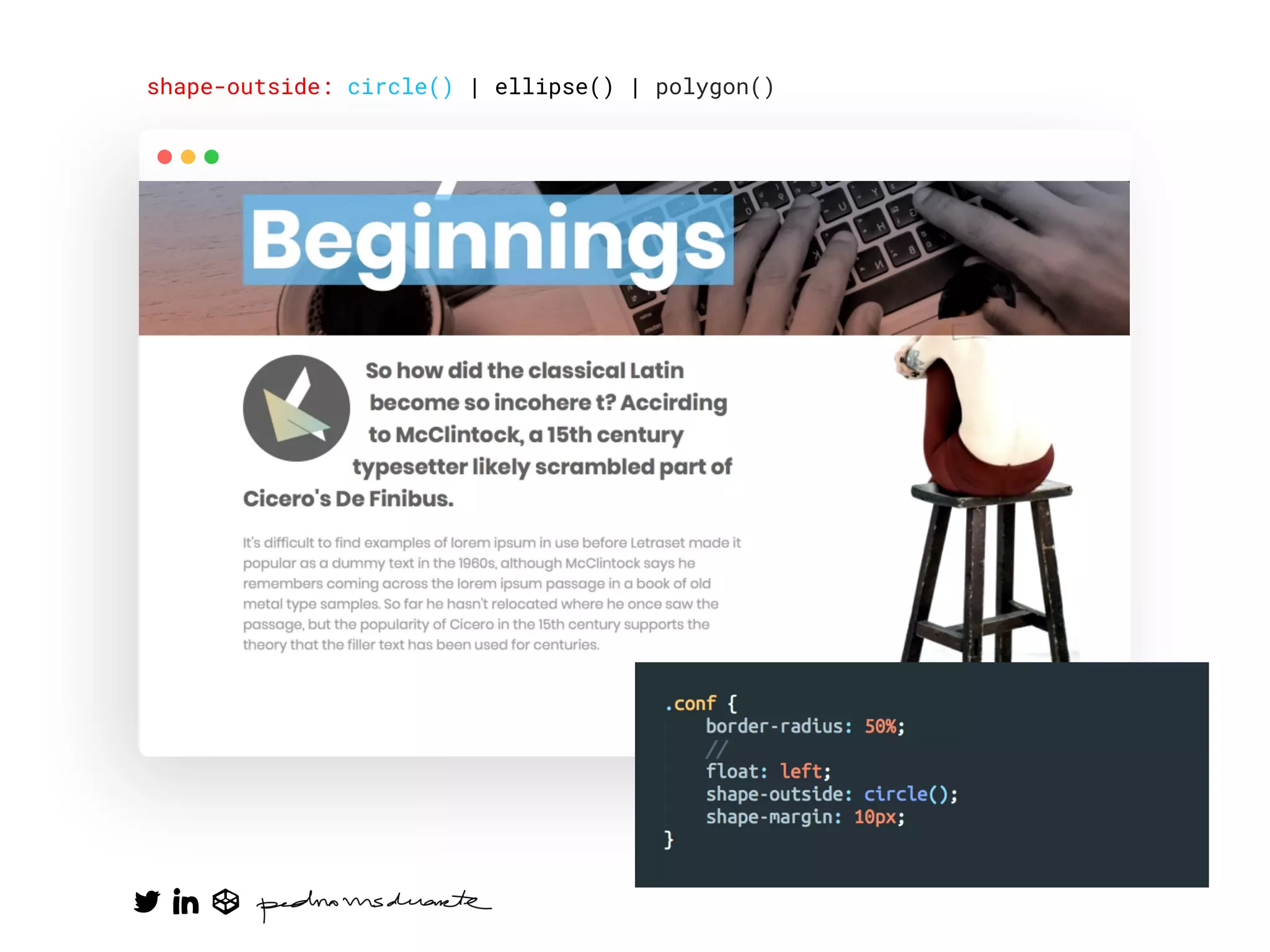 shape-outside: circle() | ellipse() | polygon()
 
