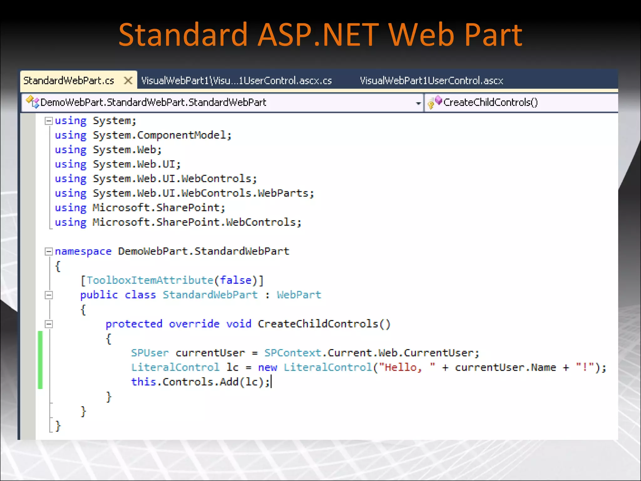 Standard ASP.NET Web Part 