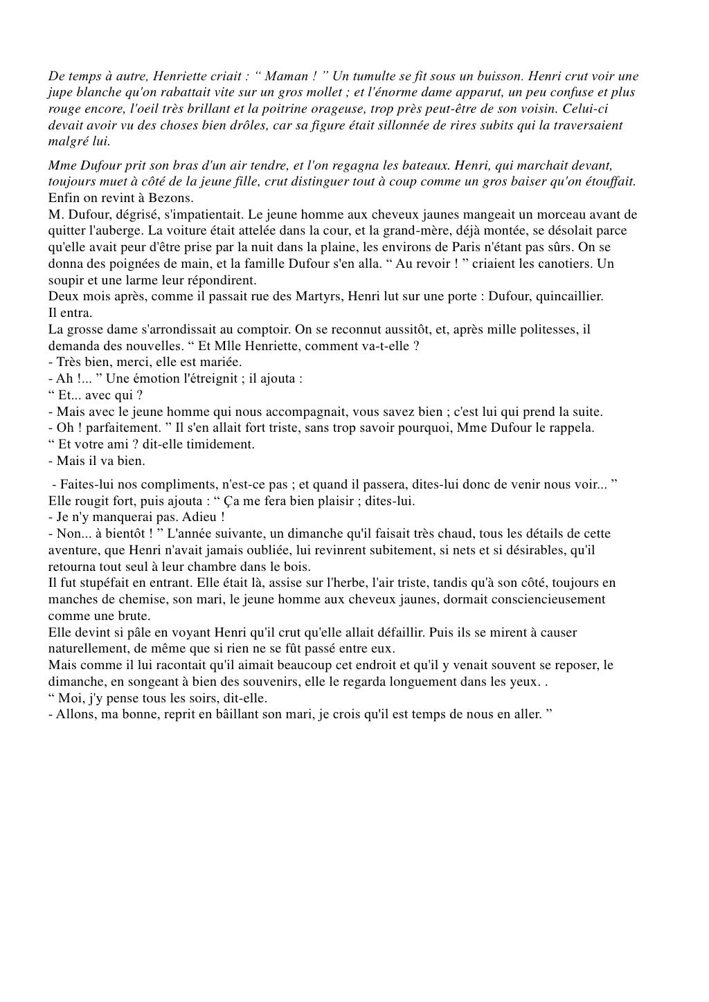 une partie de campagne (texte)