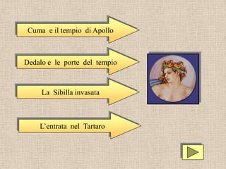 Cuma e il tempio di Apollo



Dedalo e le porte del tempio



     La Sibilla invasata



    L’entrata nel Tartaro
 