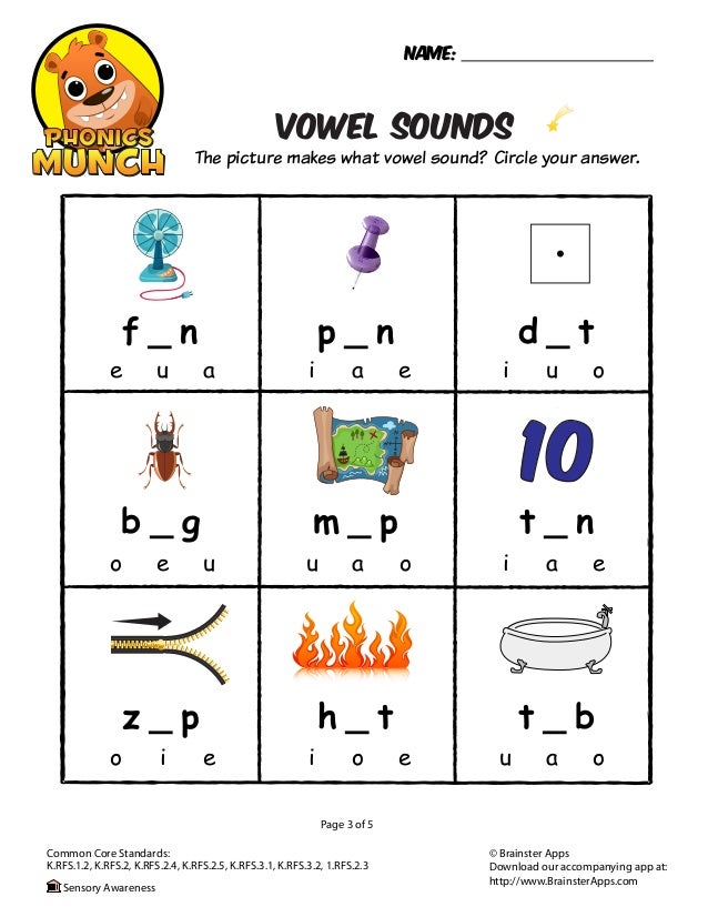 Vowel Sounds Phonics Worksheet