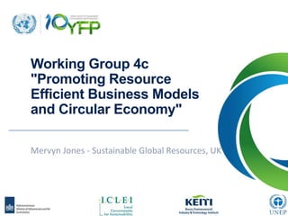 Working Group 4c
"Promoting Resource
Efficient Business Models
and Circular Economy"
Mervyn Jones - Sustainable Global Resources, UK
 