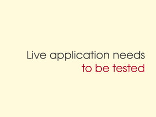 Live application needs
           to be tested
 