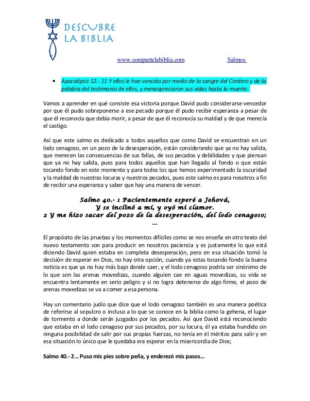 40 Salmo 40 Quién Vence Al Mundo Comparte La Biblia