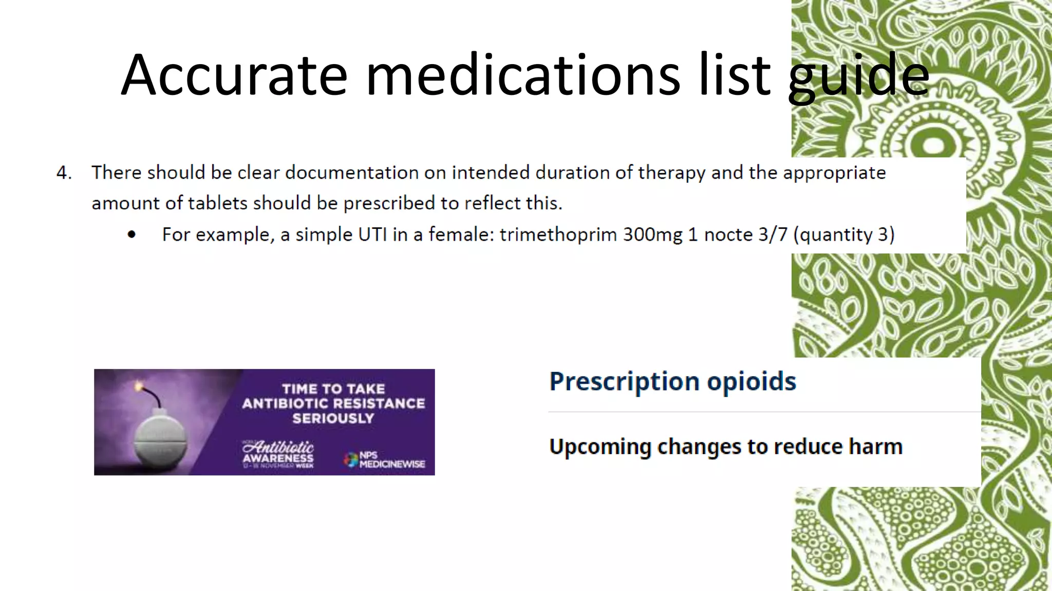 Accurate medications list guide
 
