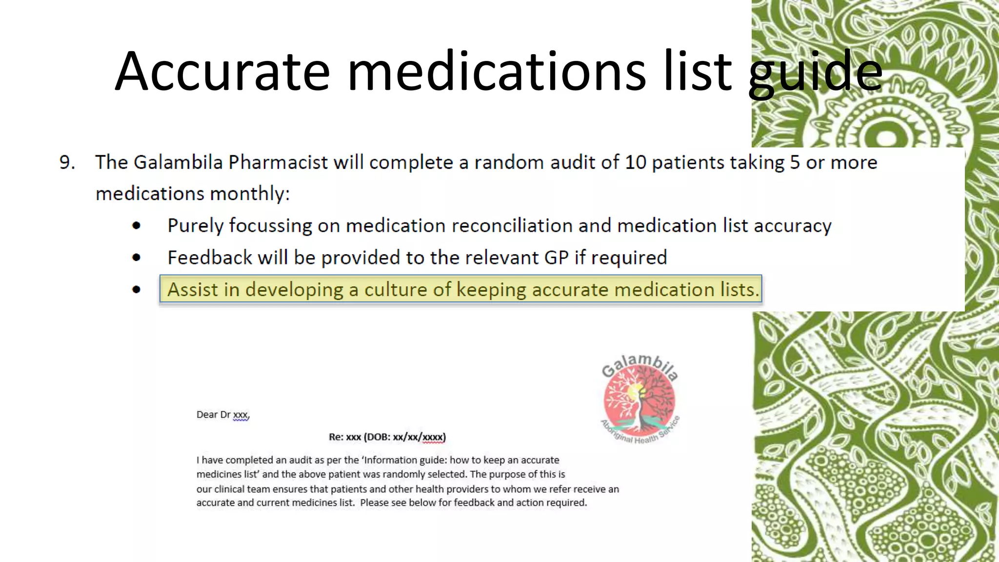 Accurate medications list guide
 
