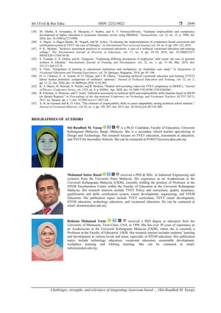 Challenges, strengths, and relevance of integrating classroom-based ...