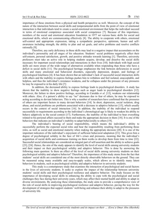 The level of social skills among university students and its impact on ...
