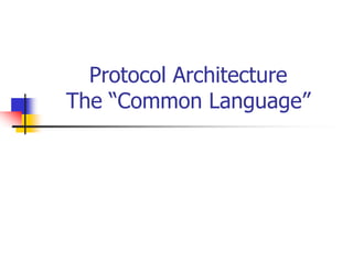 Protocol Architecture
The “Common Language”
 