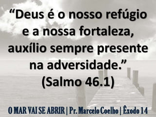 “Deus é o nosso refúgio
e a nossa fortaleza,
auxílio sempre presente
na adversidade.”
(Salmo 46.1)