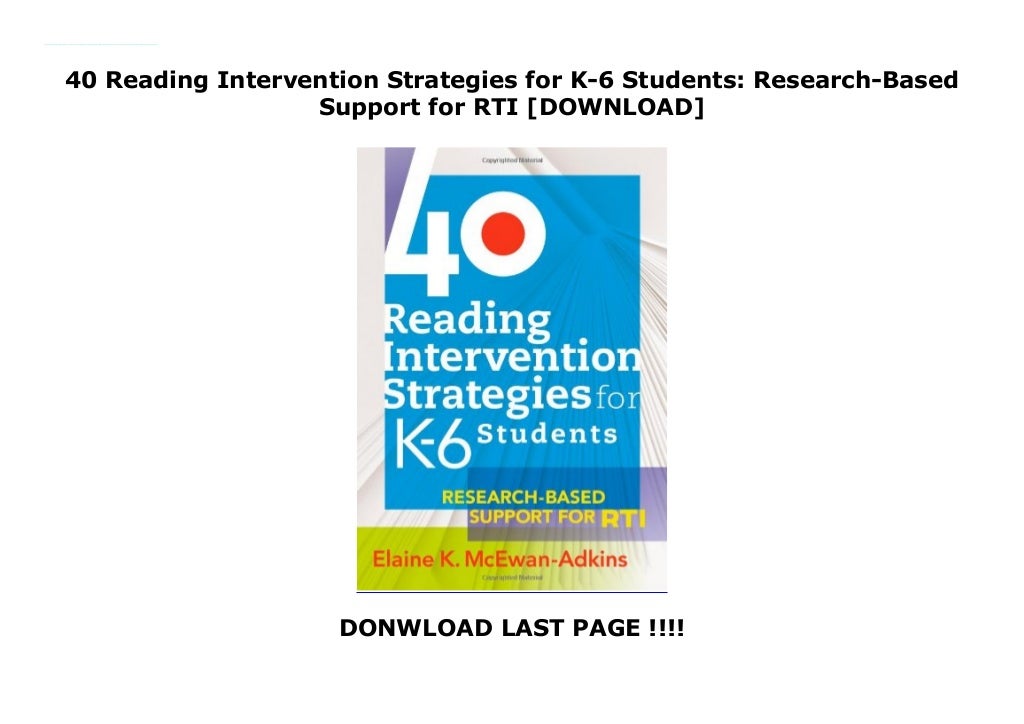 40 Reading Intervention Strategies For K 6 Students Research Based 