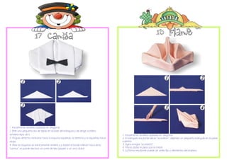 1. Inicialmente servilleta doblada en diagonal.
2. Pele una pequeña tira de tejido en la base del triángulo y de dirigir la esfera
servilleta lejos de ti.                                                                    1. Inicialmente servilleta doblada en diagonal.
3. Ángulo derecho inclinarse hacia la esquina izquierda, la derecha y la izquierda hacia   2. El triángulo resultante veces "acordeón", dejando un pequeño triángulo en la parte
abajo.                                                                                     superior.
4. Alise las esquinas es estrictamente simétrica y doblar el borde inferior hacia atrás.   3. Apex arreglar "acordeón".
"camisa", se puede decorar un corte de tela (papel) o un arco dulce.                       4. Ahora dobla la pieza por la mitad.
                                                                                           5. La forma resultante puede ser anillo fijo o elementos decorativos.
 