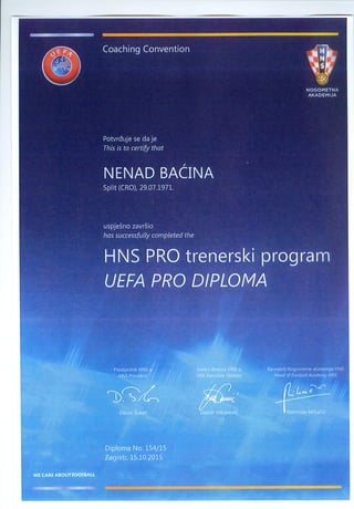 UEFA PRO DIPLOMA -BACINA