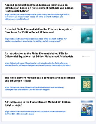 The Finite Element Method for Fluid Dynamics Sixth Edition O. C ...