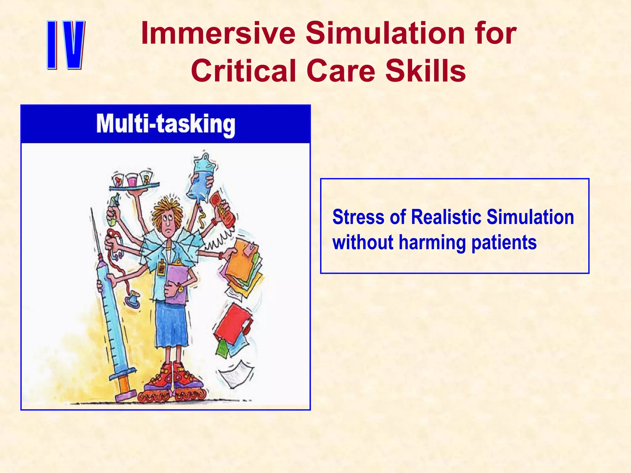 Immersive Simulation for
Critical Care Skills
Stress of Realistic Simulation
without harming patients
 