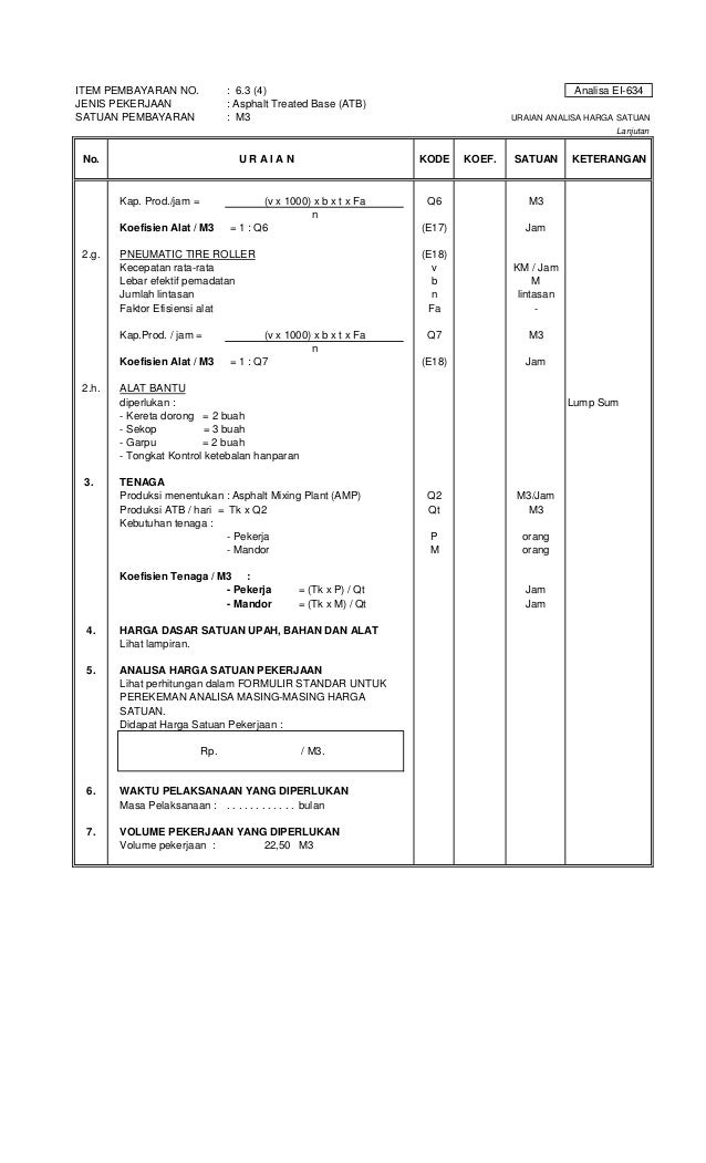  Analisa  Harga  Satuan  Pekerjaan Jalan Aspal  Sni Seputar Jalan