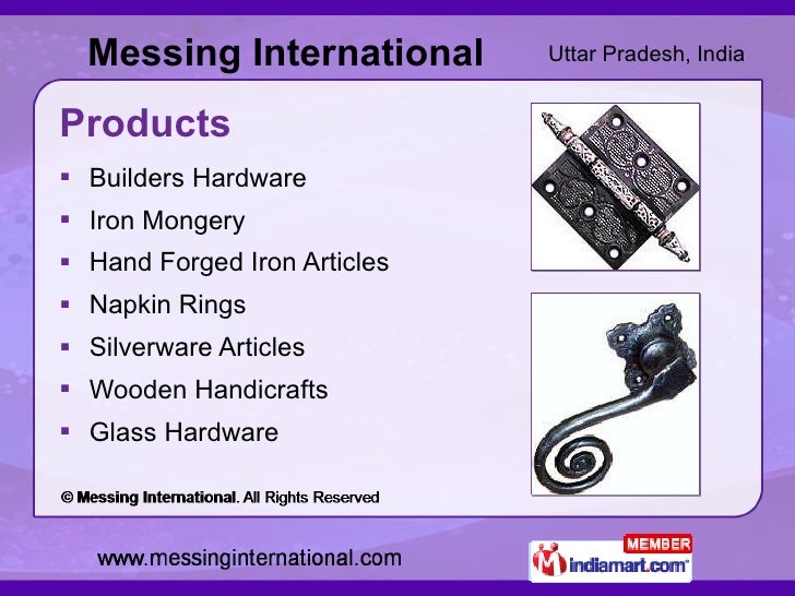 HAND IRON ARTICLES by Messing International Moradabad