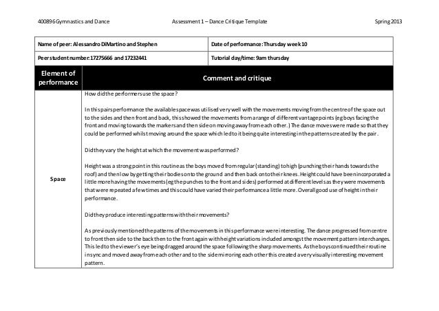 400896 template for dance critique new spr13 critique template