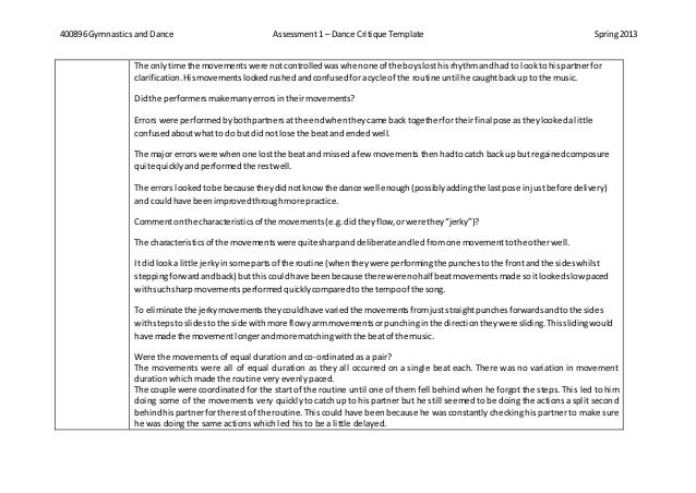 Dance critique essay