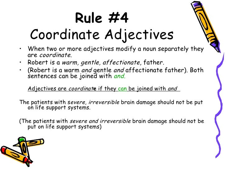 Coordinate And Non Coordinate Adjectives Worksheet