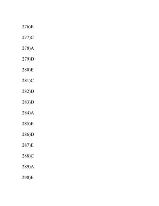 276)E
277)C
278)A
279)D
280)E
281)C
282)D
283)D
284)A
285)E
286)D
287)E
288)C
289)A
290)E
 