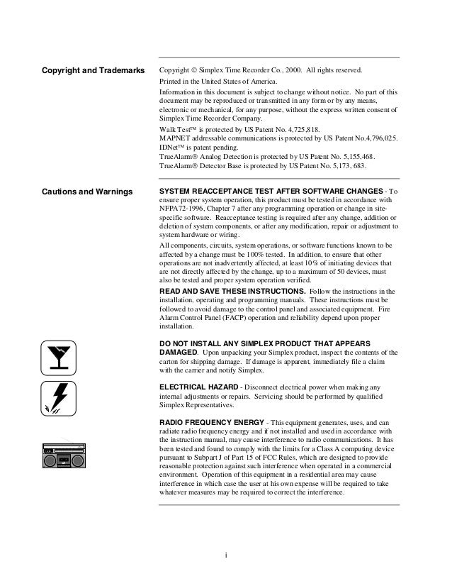 Simplex 4010 Operating Manual
