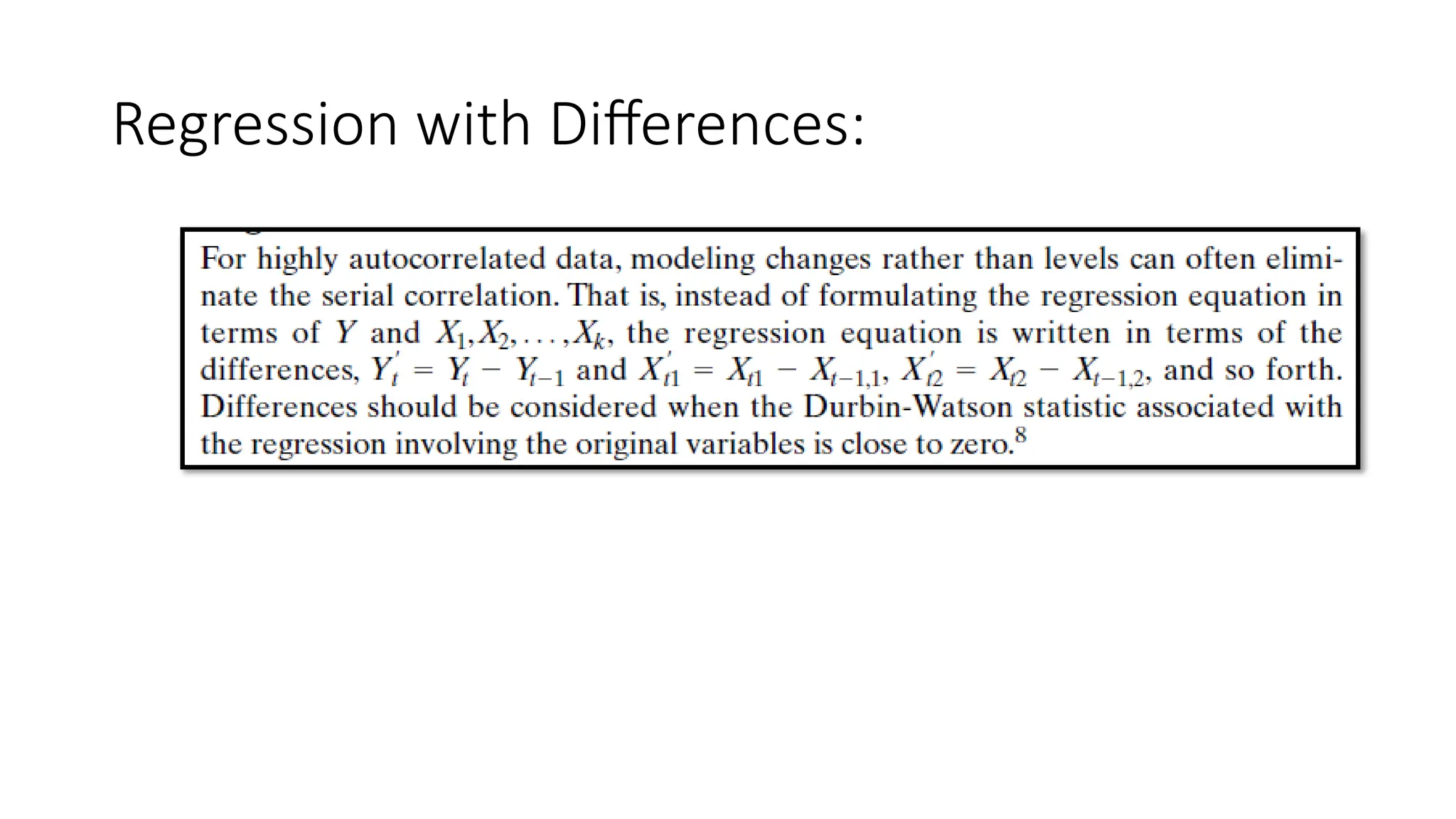 Regression with Differences:
 