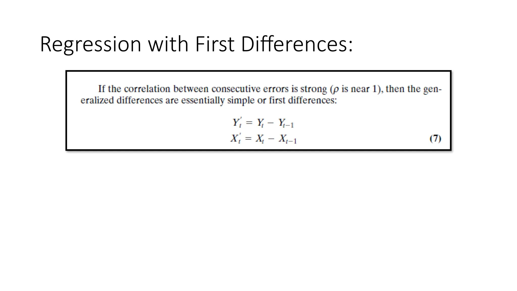 Regression with First Differences:
 