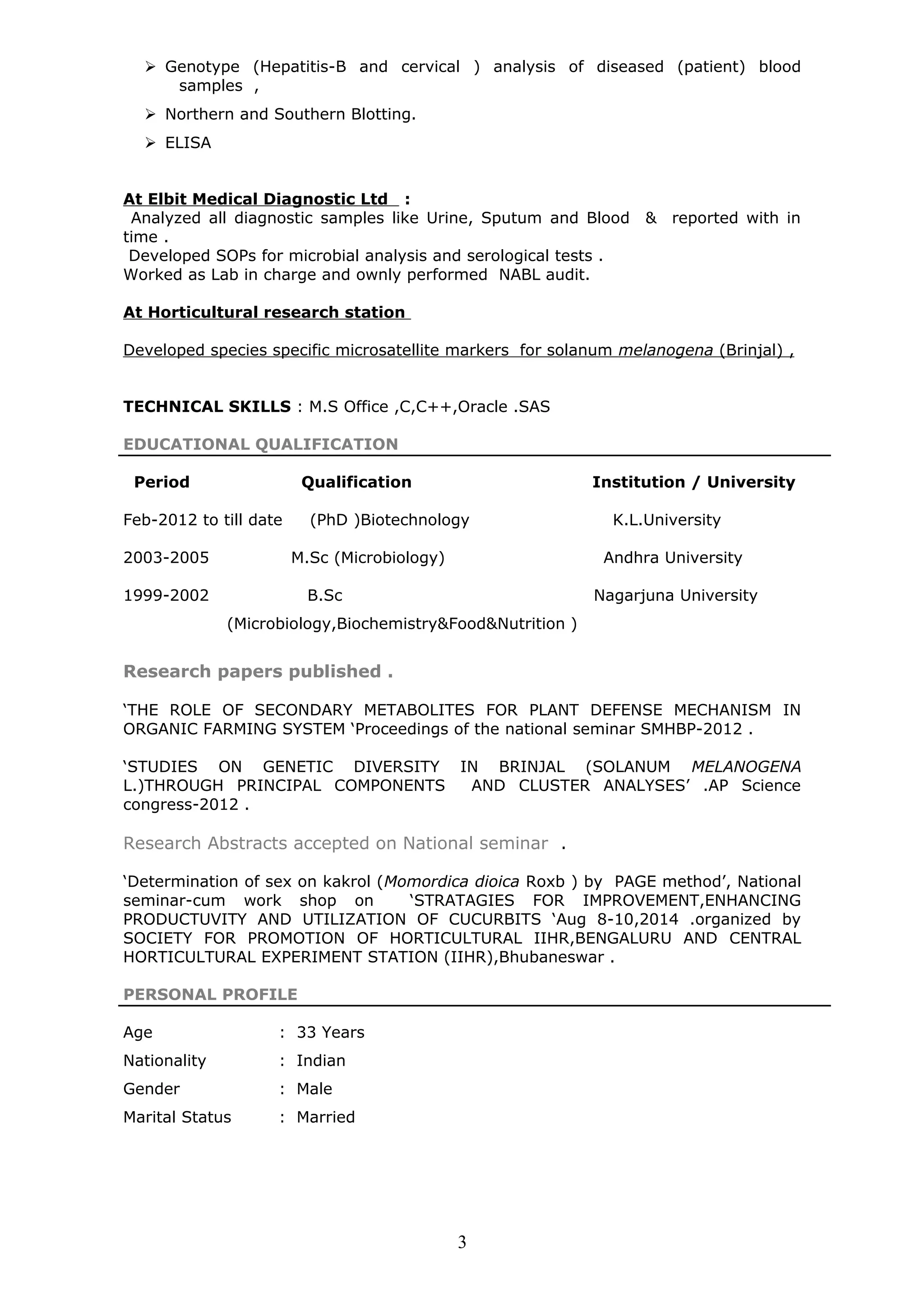 subbarao resume