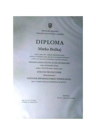 Diploma Marko Bockaj