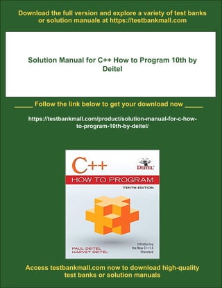 Solution Manual for C++ How to Program 10th by Deitel | PDF