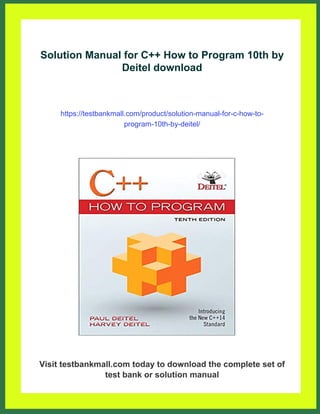 Solution Manual for C++ How to Program 10th by Deitel | PDF