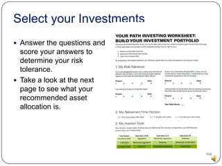 Select your InvestmentsDo-It-For-Me Managed account service selects your investment options.  $25.00 Annual Fee. Managed account balance & Associated Annual fee:0-100,000	0.55%100,000-250,000	0.45%250,000-400,000	0.35%400,000+	0.25%	Help-Me-Do-ItOnline Guidance at www.gwrs.com at no cost.Online Investment Advice = $25.00 annual fee.Fund expenses (noted in enrollment booklet).Do-It-MyselfYou know what you want and you feel confident in choosing the direction of your retirement account with the information you’ve been given.No advising fee.  Fund expenses (noted in enrollment booklet).