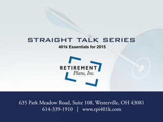 401k Essentials for 2015
 