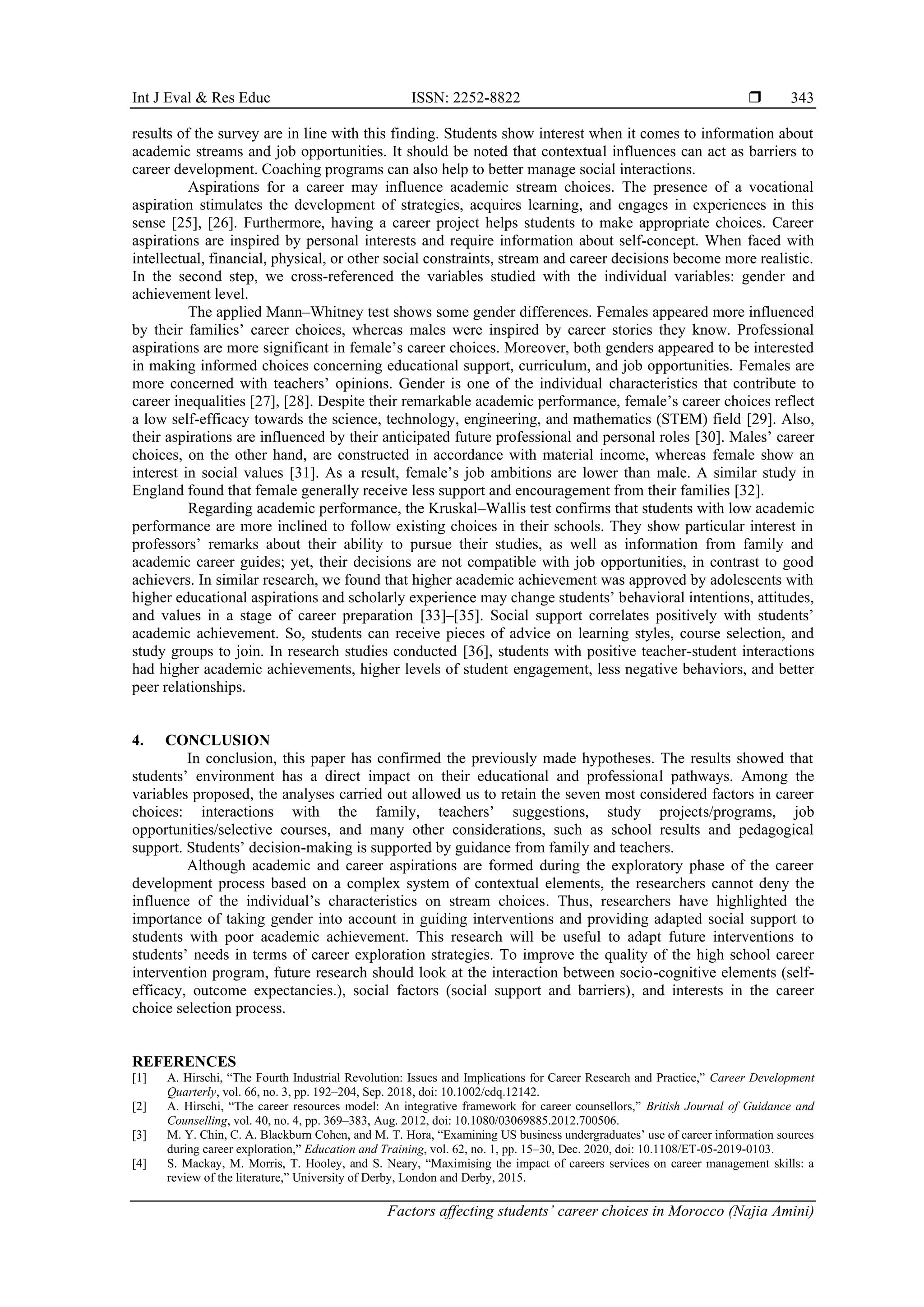 Factors affecting students’ career choices in Morocco | PDF