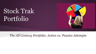 Stock Trak
Portfolio
The All Century Portfolio: Active vs. Passive Attempts
 