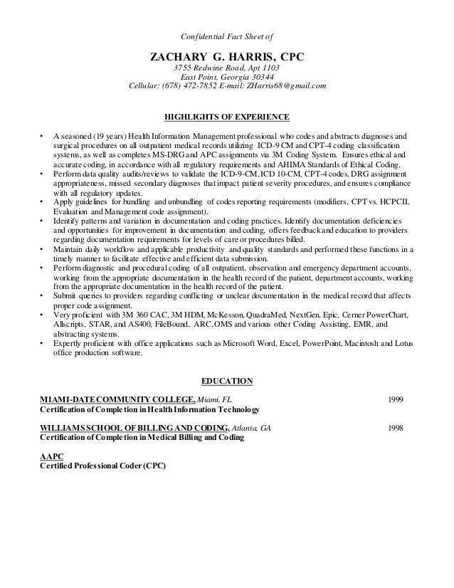 certified coder resume