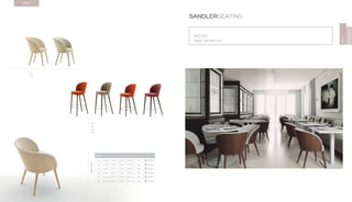 58
ROSE
Design · Edi & Paolo Ciani
SANDLERSEATING
ROSE
MONTBEL
ROSE
5.1
5.2
3.1
3.2
4.1
4.2
DIMENSIONS
ROSE
5.1 H 31.3” W 23” D 23.8” SH 18.9” AH - 30.1 lbs
5.2 H 31.3” W 23” D 23.8” SH 18.9” AH - 30.1 lbs
3.1 H 42.7” W 17.7” D 21.3” SH 31.5” AH - 26.5 lbs
3.2 H 42.7” W 17.7” D 21.3” SH 31.5” AH - 26.5 lbs
4.1 H Custom W 17.7” D 21.3” SH Custom AH - 26.5 lbs
4.2 H Custom W 17.7” D 21.3” SH Custom AH - 26.5 lbs
 