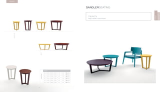 60
TRINITY
Design · Daniele Lo Scalzo Moscheri
SANDLERSEATING
TRINITY
MONTBEL
TRINITY
1.1
1.2
1.3
1.4
1.5
1.6
DIMENSIONS
TRINITY
1.1 H 17.7” W 19.7” D 19.7” SH - AH - 30.9 lbs
1.2 H 21.7” W 19.7” D 19.7” SH - AH - 30.9 lbs
1.3 H 17.7” W 29.5” D 29.5” SH - AH - 46.3 lbs
1.4 H 21.7” W 29.5” D 29.5” SH - AH - 46.3 lbs
1.5 H 13.8” W 39.4” D 39.4” SH - AH - 69.5 lbs
1.6 H 17.7” W 39.4” D 39.4” SH - AH - 69.5 lbs
 