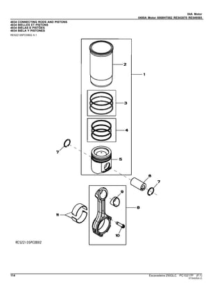 04A Motor
0400A Motor 6068HT082 RE543070 RE549585
4834 CONNECTING RODS AND PISTONS
4834 BIELLES ET PISTONS
4834 BIELAS E PISTÕES
4834 BIELA Y PISTONES
RE522135PCDB02 A.1
114 Escavadeira 250GLC PC10217P (F.1)
ST30425(A.2)
 