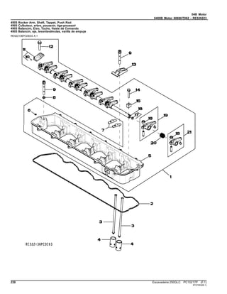 04B Motor
0400B Motor 6068HT062 - RE526223
4905 Rocker Arm, Shaft, Tappet, Push Rod
4905 Culbuteur, arbre, poussoir, tige-poussoir
4905 Balancim, Eixo, Tucho, Haste de Comando
4905 Balancín, eje, levantaválvulas, varilla de empuje
RE522136PCDE03 A.1
228 Escavadeira 250GLC PC10217P (F.1)
ST21553(B.1)
 