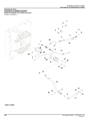 05 Sistema Auxiliar do Motor
0510 Sistema de Arrefecimento do Motor
Reversing Fan Drive
Entraînement du ventilateur d'inversion
Acionamento do Ventilador Reversível
Mando del ventilador con inversión de sentido
FF505607_TX1089686 B.1
368 Escavadeira 250GLC PC10217P (F.1)
ST398942(F.1)
 
