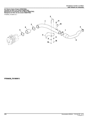05 Sistema Auxiliar do Motor
0520 Sistema de Admissão
Air Cleaner Hoses (Engine 6068HT082)
Flexibles de filtre à air (moteur 6068HT082)
Mangueiras do Purificador de Ar (Motor 6068HT082)
Mangueras de filtro de aire (motor 6068HT082)
FF504838_TX1085913 B.1
378 Escavadeira 250GLC PC10217P (F.1)
ST328819(C.1)
 