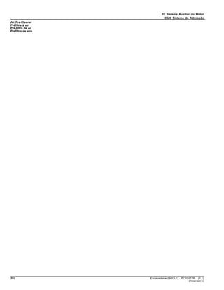 05 Sistema Auxiliar do Motor
0520 Sistema de Admissão
Air Pre-Cleaner
Préfiltre à air
Pré-filtro de Ar
Prefiltro de aire
382 Escavadeira 250GLC PC10217P (F.1)
ST316132(C.1)
 