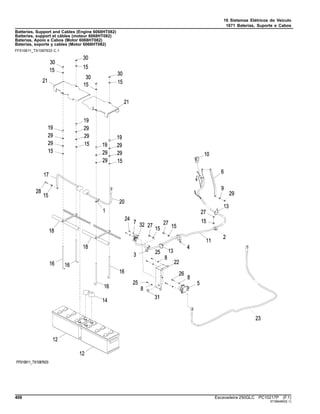 16 Sistemas Elétricos do Veículo
1671 Baterias, Suporte e Cabos
Batteries, Support and Cables (Engine 6068HT082)
Batteries, support et câbles (moteur 6068HT082)
Baterias, Apoio e Cabos (Motor 6068HT082)
Baterías, soporte y cables (Motor 6068HT082)
FF510611_TX1087633 C.1
408 Escavadeira 250GLC PC10217P (F.1)
ST366480(E.1)
 