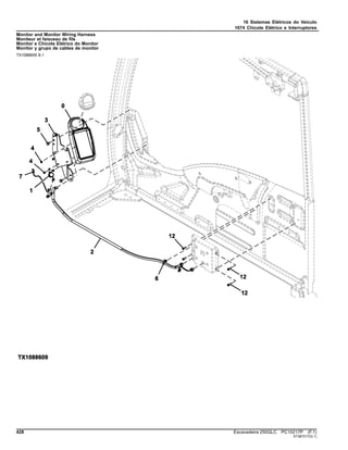 16 Sistemas Elétricos do Veículo
1674 Chicote Elétrico e Interruptores
Monitor and Monitor Wiring Harness
Moniteur et faisceau de fils
Monitor e Chicote Elétrico do Monitor
Monitor y grupo de cables de monitor
TX1088609 B.1
428 Escavadeira 250GLC PC10217P (F.1)
ST387017(G.1)
 