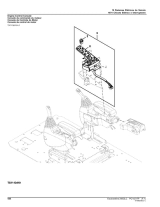 16 Sistemas Elétricos do Veículo
1674 Chicote Elétrico e Interruptores
Engine Control Console
Console de commande du moteur
Console de Controle do Motor
Consola de control de motor
TX1113419 A.1
430 Escavadeira 250GLC PC10217P (F.1)
ST386236(G.1)
 
